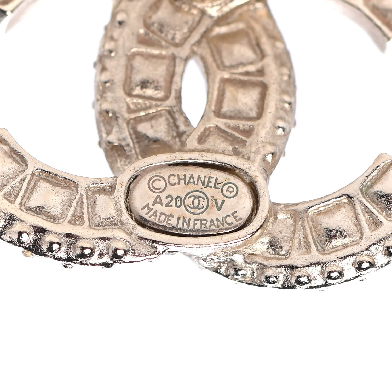 Chanel Crystal Timeless CC Earrings Light Gold 4 of 4