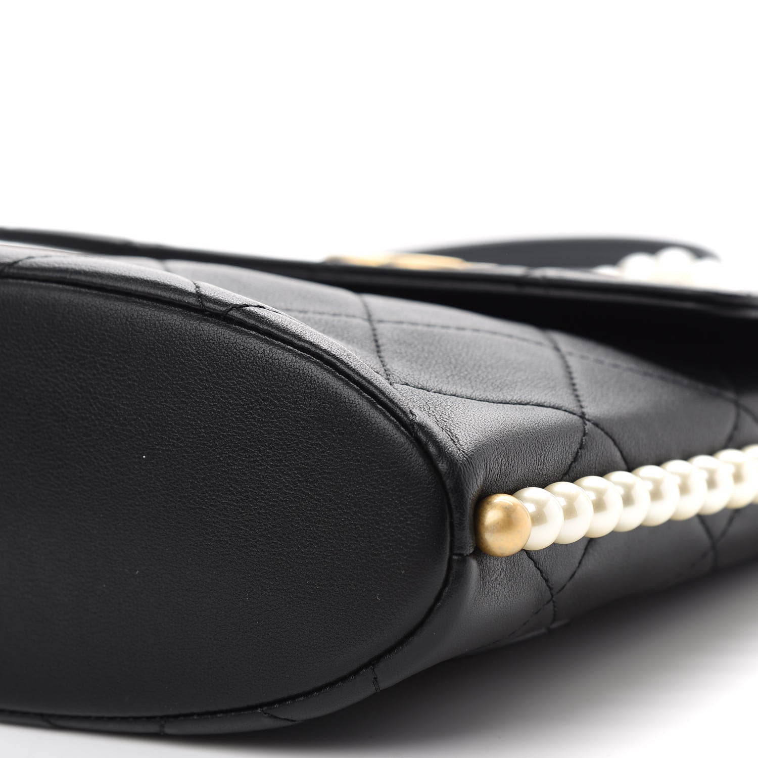 Chanel Calfskin Quilted Pearl Small About Pearls Hobo Bag Black 9 of 9