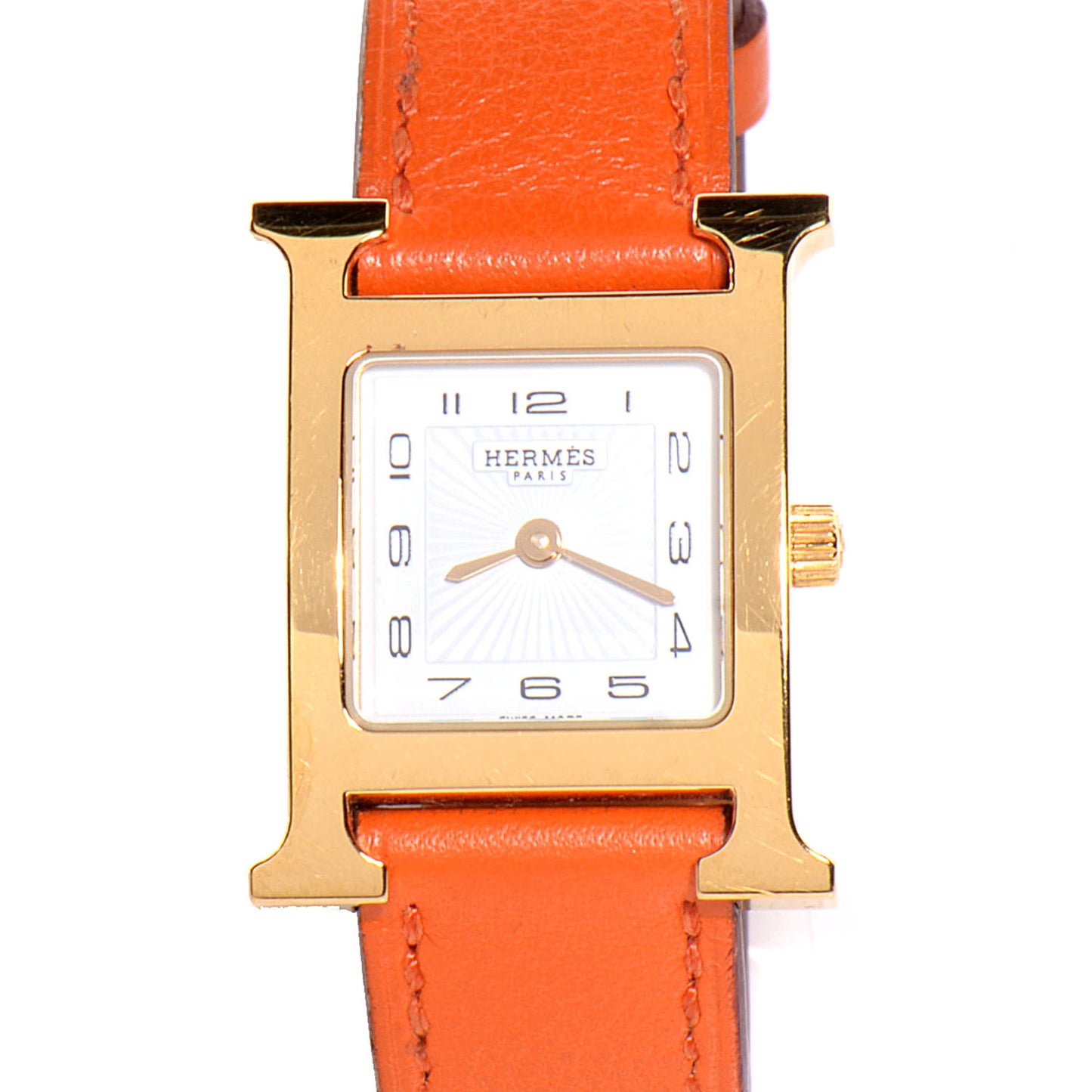 Stainless Steel Swift 21mm Heure H Hour Quartz Watch Orange