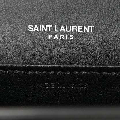 Saint Laurent Calfskin Crocodile Embossed Monogram Uptown Chain Wallet Black 7 of 11