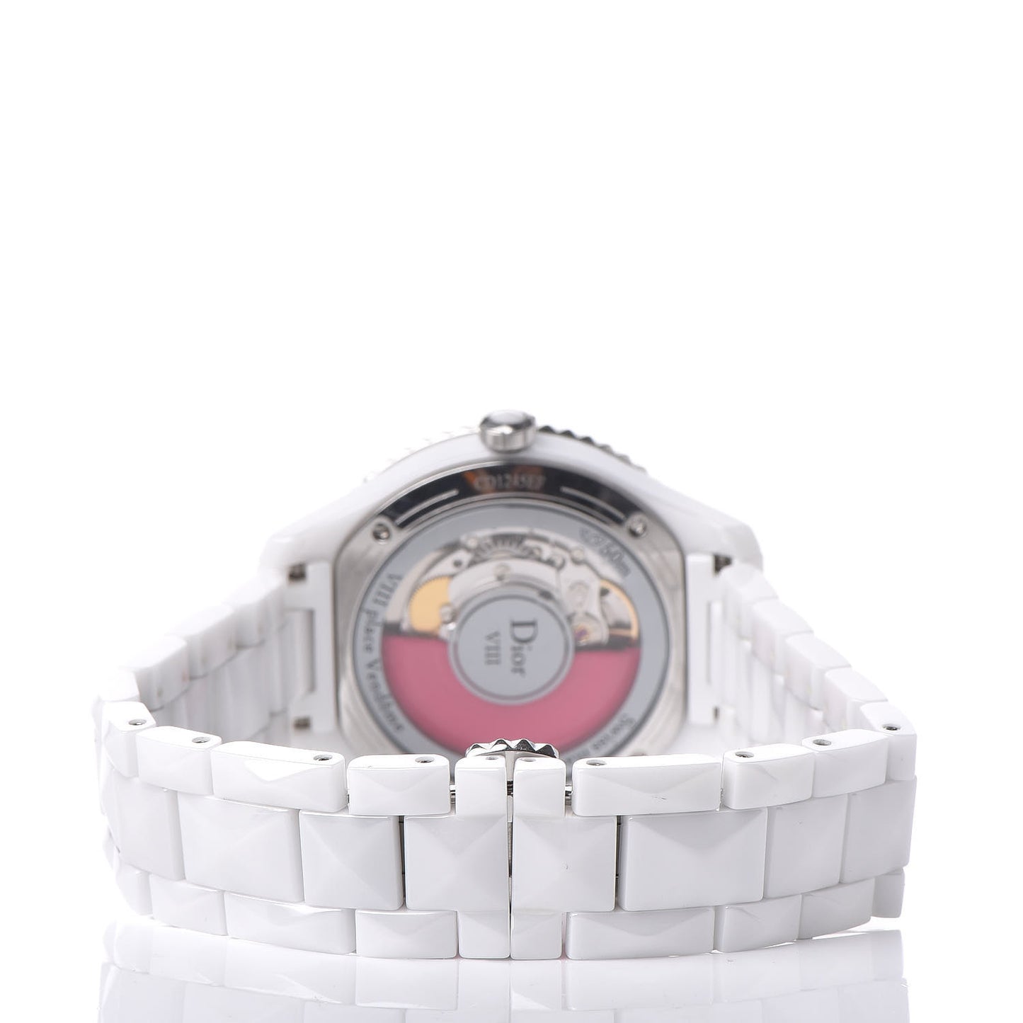 Stainless Steel Ceramic Pink Sapphire 38mm Dior VIII Automatic Watch White