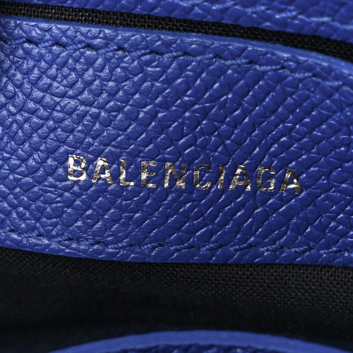 Balenciaga Signature Grained Calfskin Logo XXS Ville Top Handle Bag Bleu Roi White 7 of 12