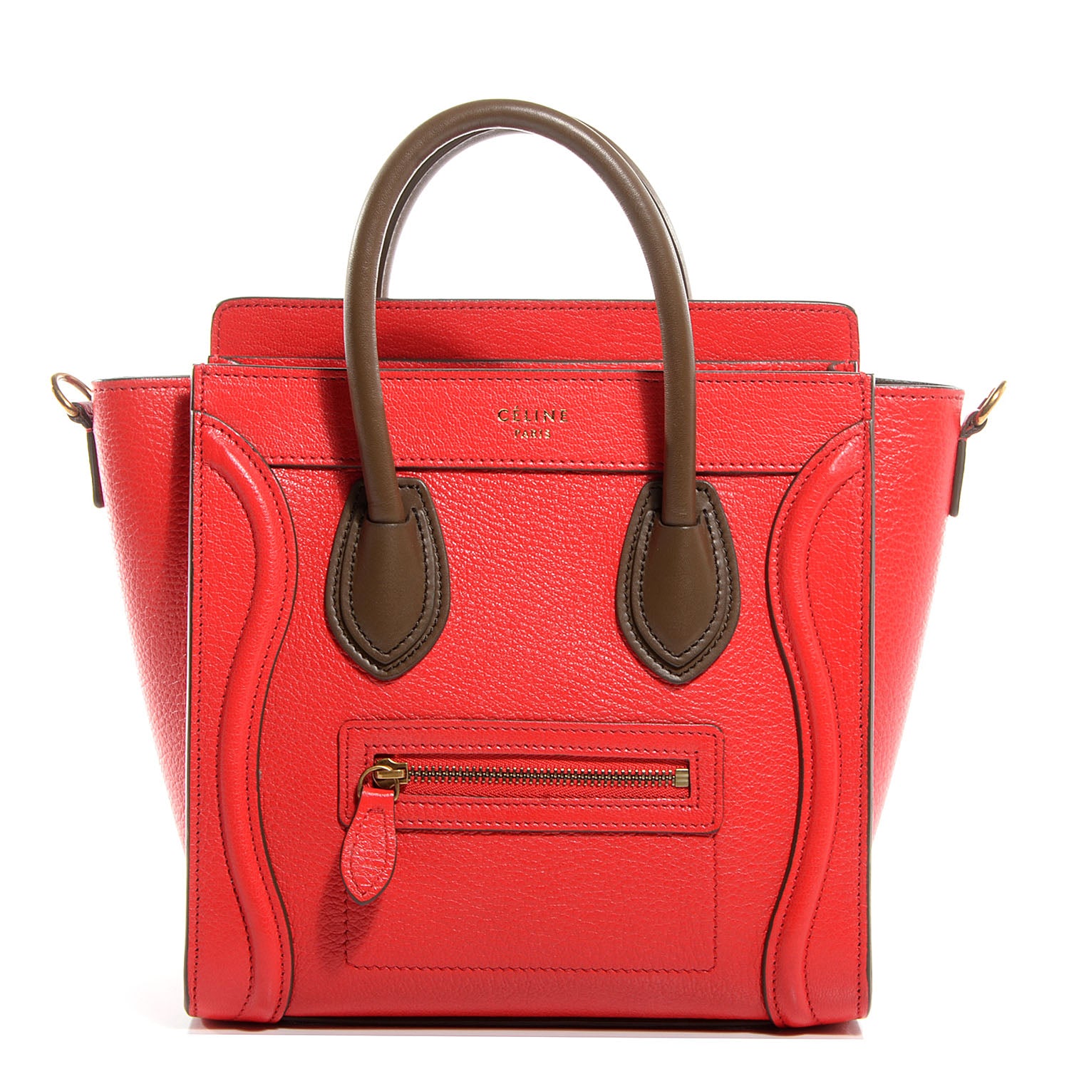 Celine Goatskin Nano Bi-Color Luggage Red 1 of 9