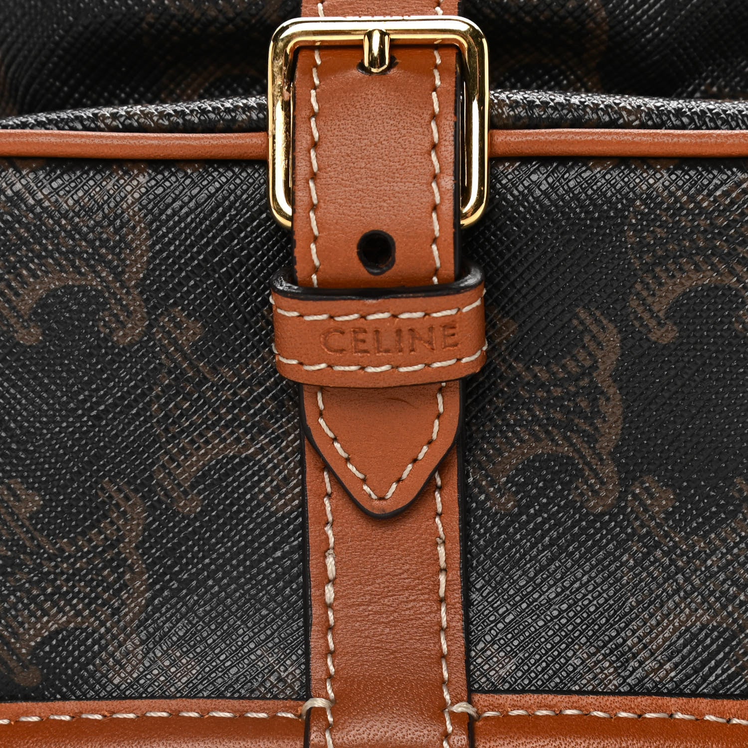 Celine Triomphe Canvas Folco Bag Tan 9 of 13