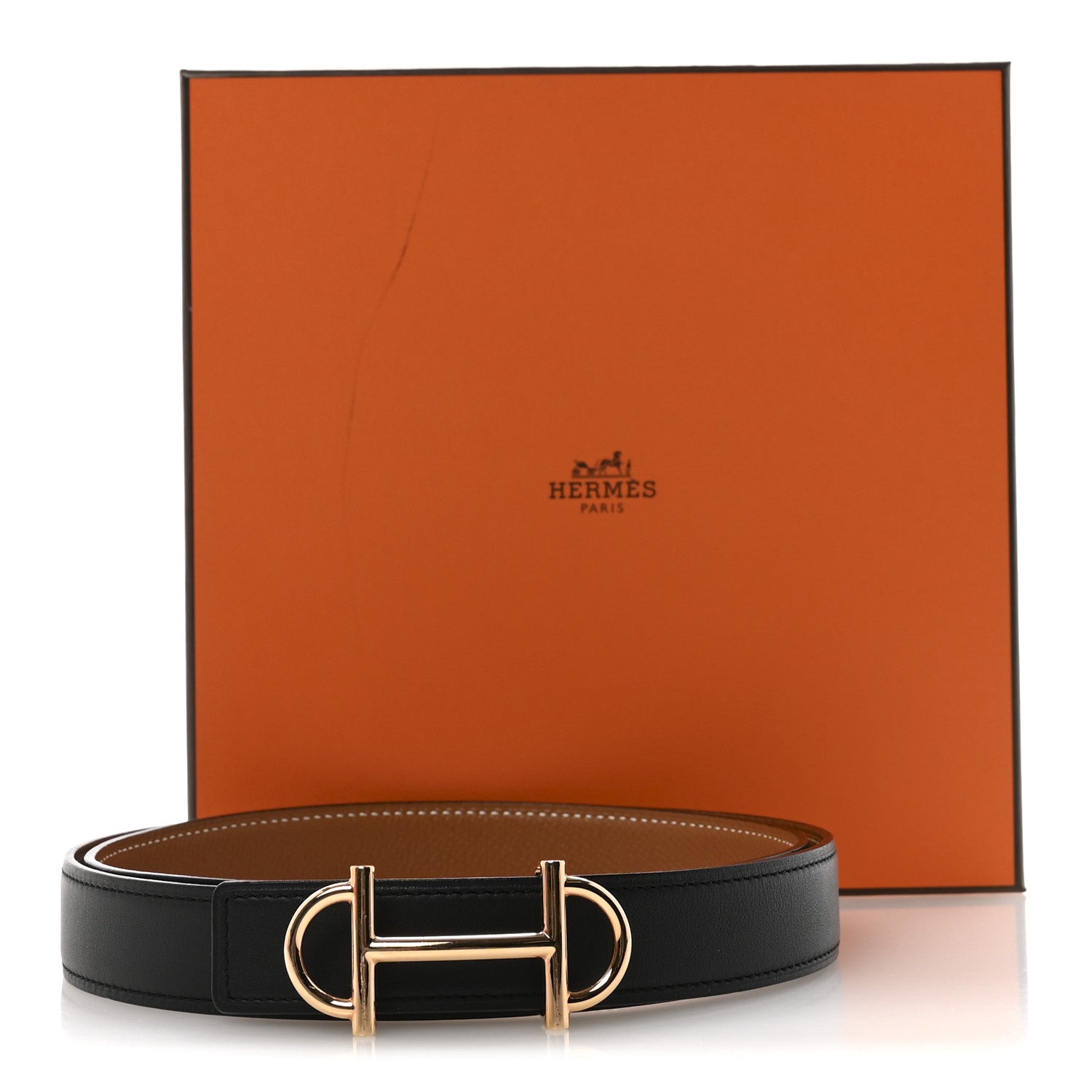 Hermes Swift Epsom 24mm Gamma Belt 85 34 Black Gold 6 of 6