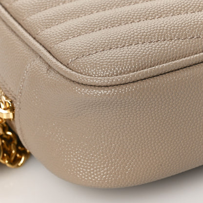 Saint Laurent Grain De Poudre Matelasse Monogram Mini Lou Camera Bag Dark Beige 8 of 10