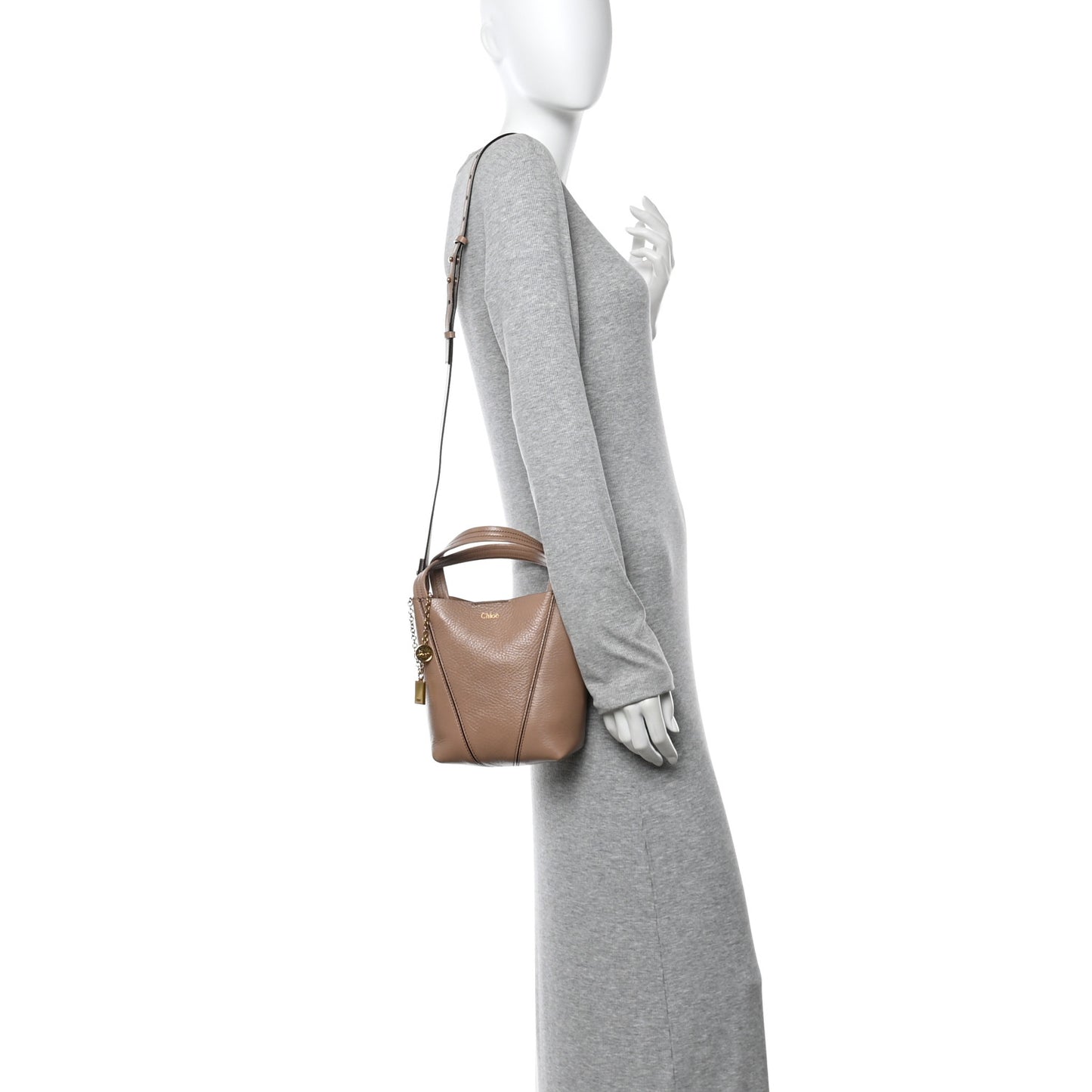 Grained Calfskin Small Spin Tote Woodrose