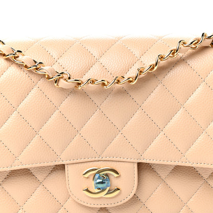 Chanel Caviar Quilted Medium Double Flap Beige 10 of 12