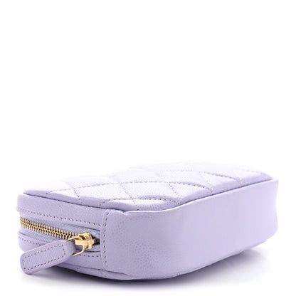 Chanel Caviar Quilted Small Curvy Pouch Cosmetic Case Light Purple 4 of 8