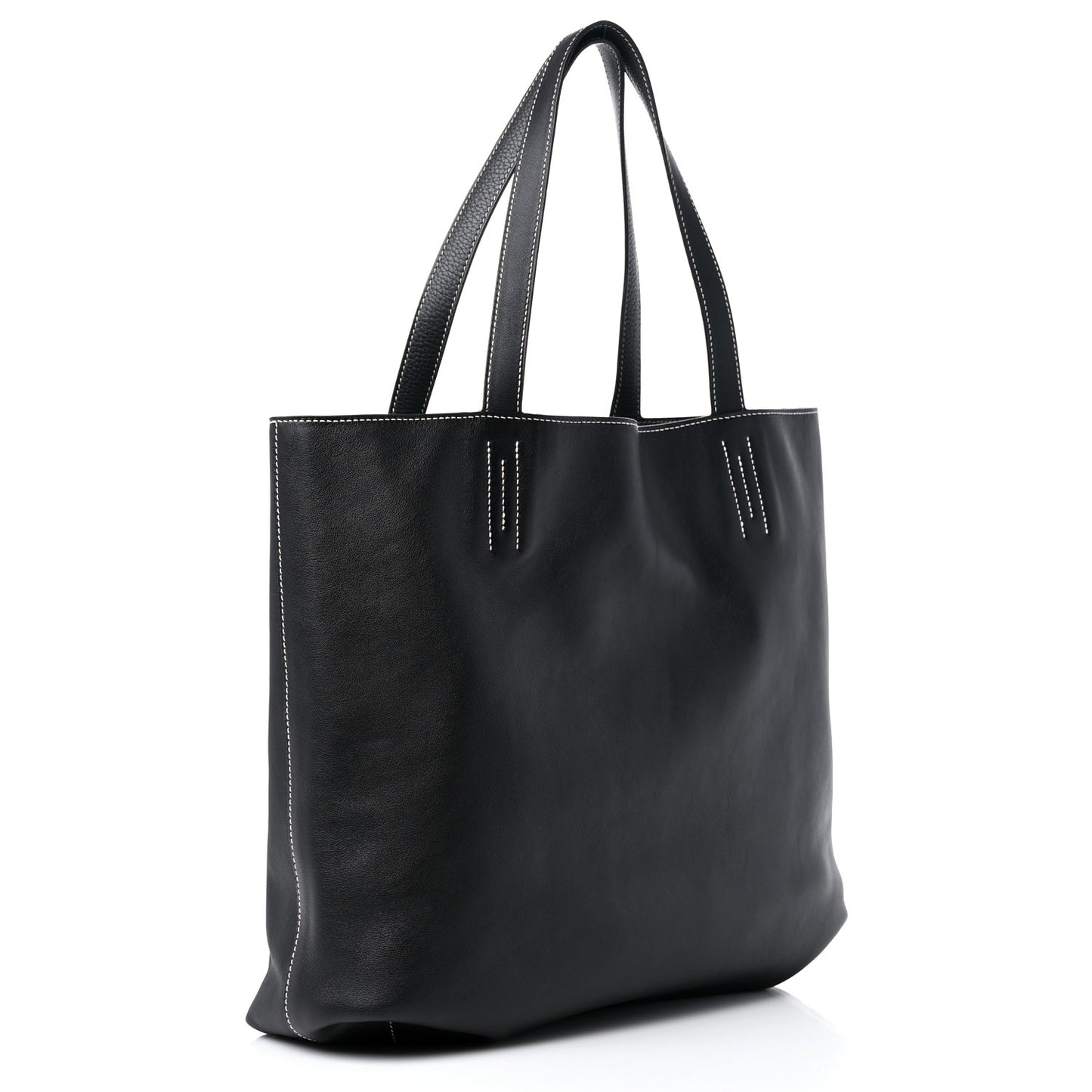 Veau Sikkim Taurillon Clemence Double Sens 36 Reversible Tote Black Graphite