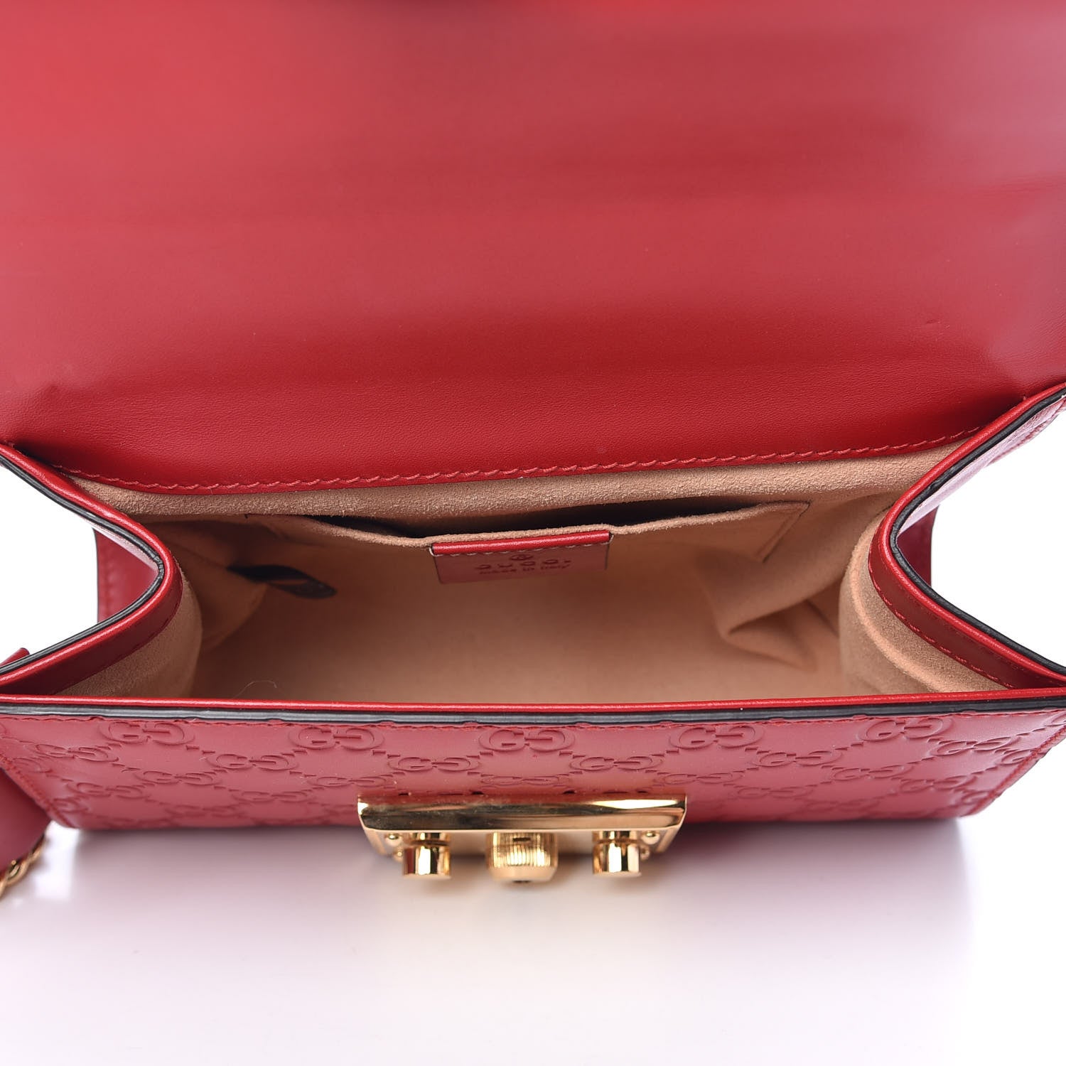 Gucci Guccissima Small Padlock Shoulder Bag Hibiscus Red 5 of 9