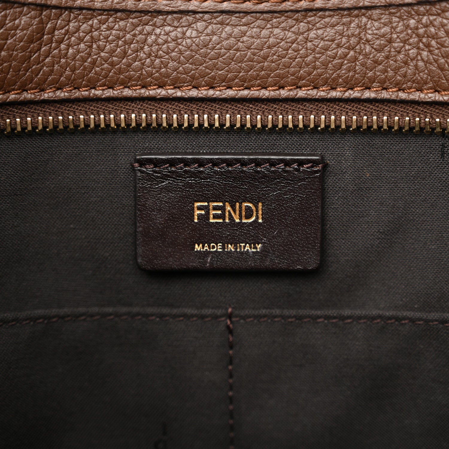 Fendi Zucca Vitello Artic Medium Shopping Tote Tobacco Castagna 6 of 10
