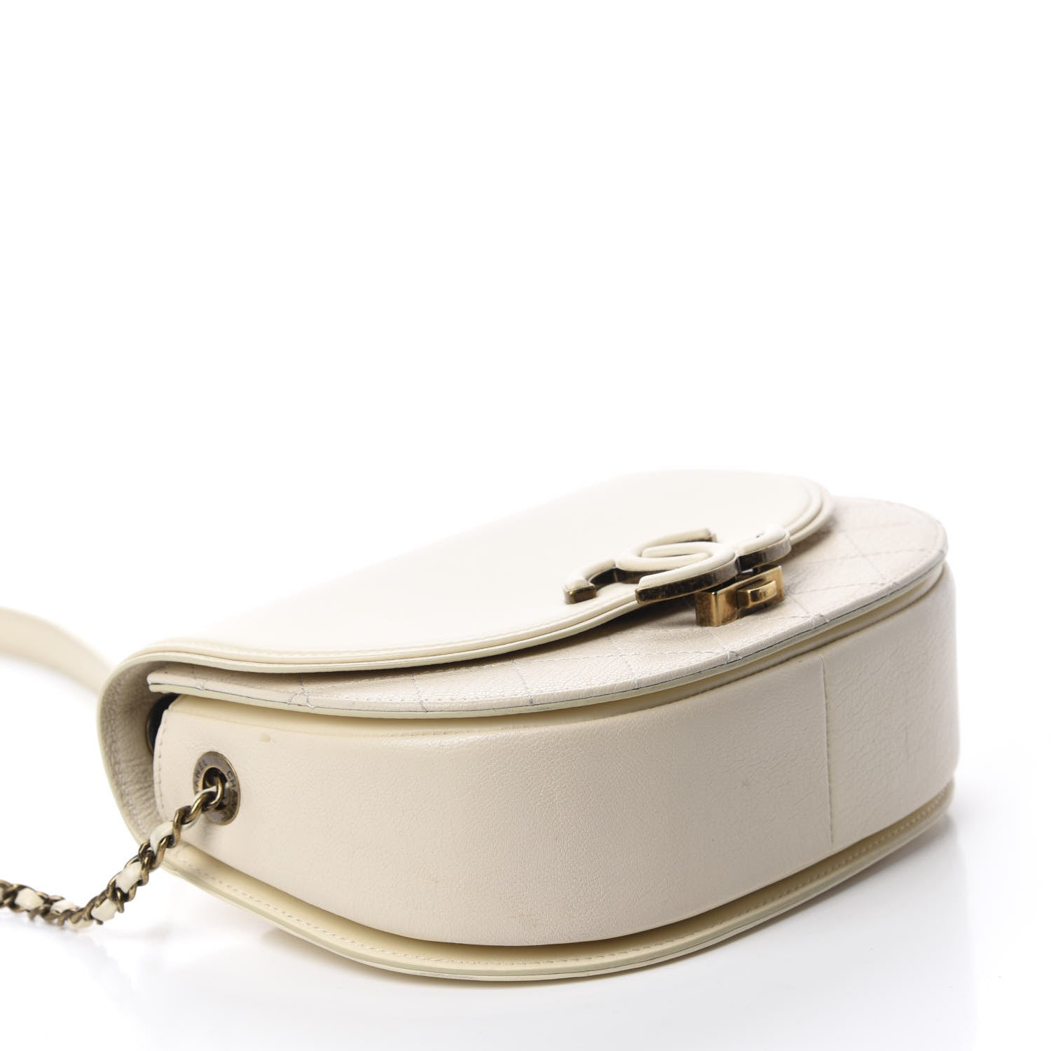 Chanel Shiny Calfskin Goatskin Quilted Small Coco Curve Messenger Flap White 4 of 12