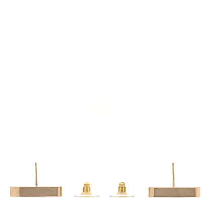 Chanel Metal Enamel CC Square Earrings Gold Pink Black 3 of 5