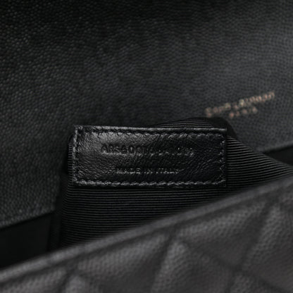 Saint Laurent Grain De Poudre Textured Mixed Matelasse Large Triquilt Monogram Monochrome Satchel Black 7 of 8