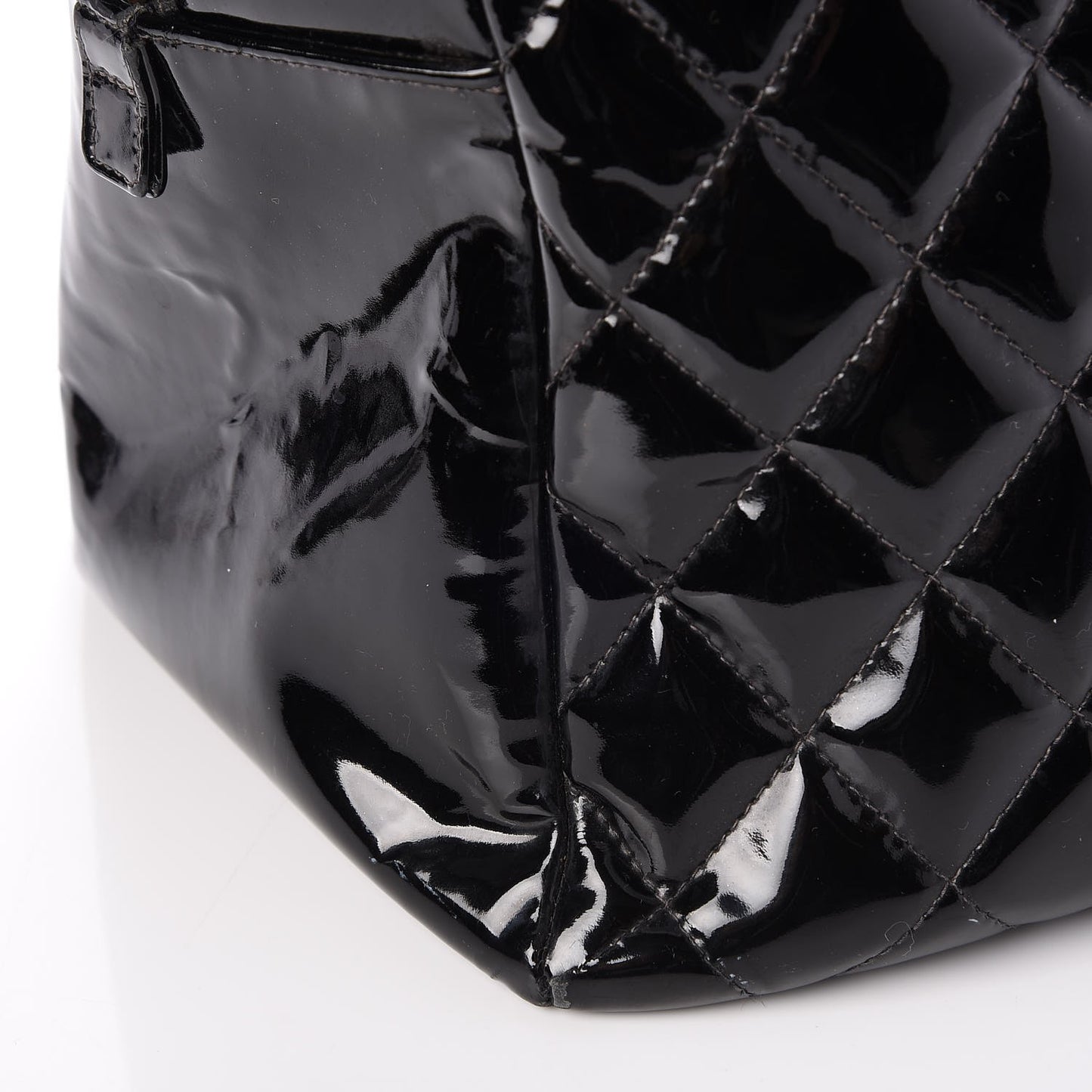 Patent Quilted Petit Timeless Tote PTT Black