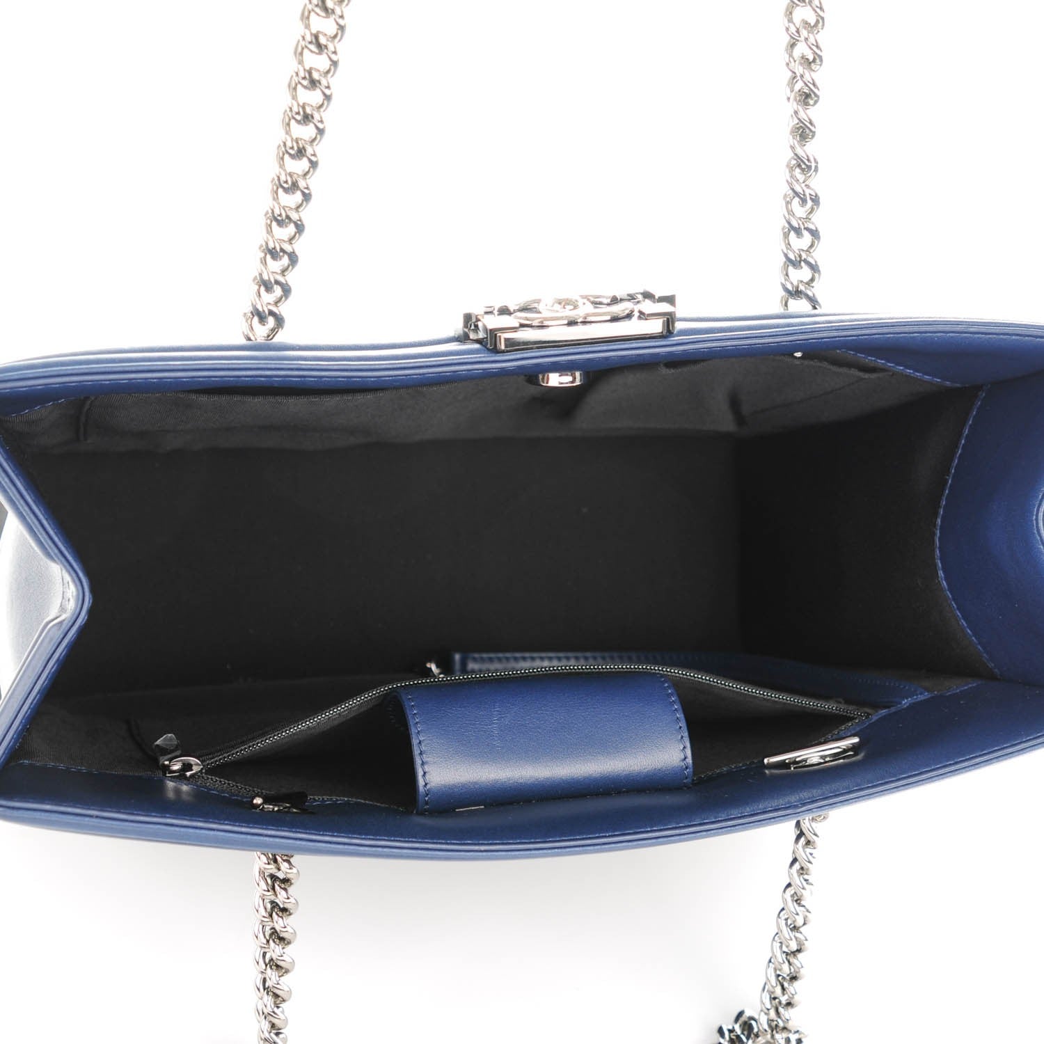 Chanel Calfskin Bi-Color Large Boy Tote Black Navy 5 of 7