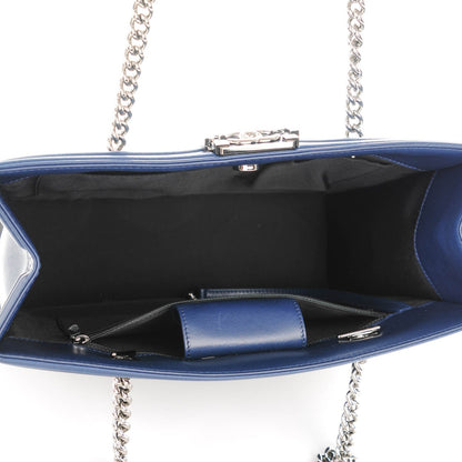 Chanel Calfskin Bi-Color Large Boy Tote Black Navy 5 of 7
