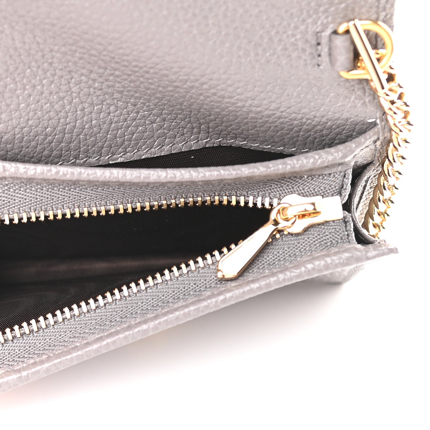 Gucci Grainy Calfskin Zumi Chain Card Case Wallet Dusty Grey 5 of 8