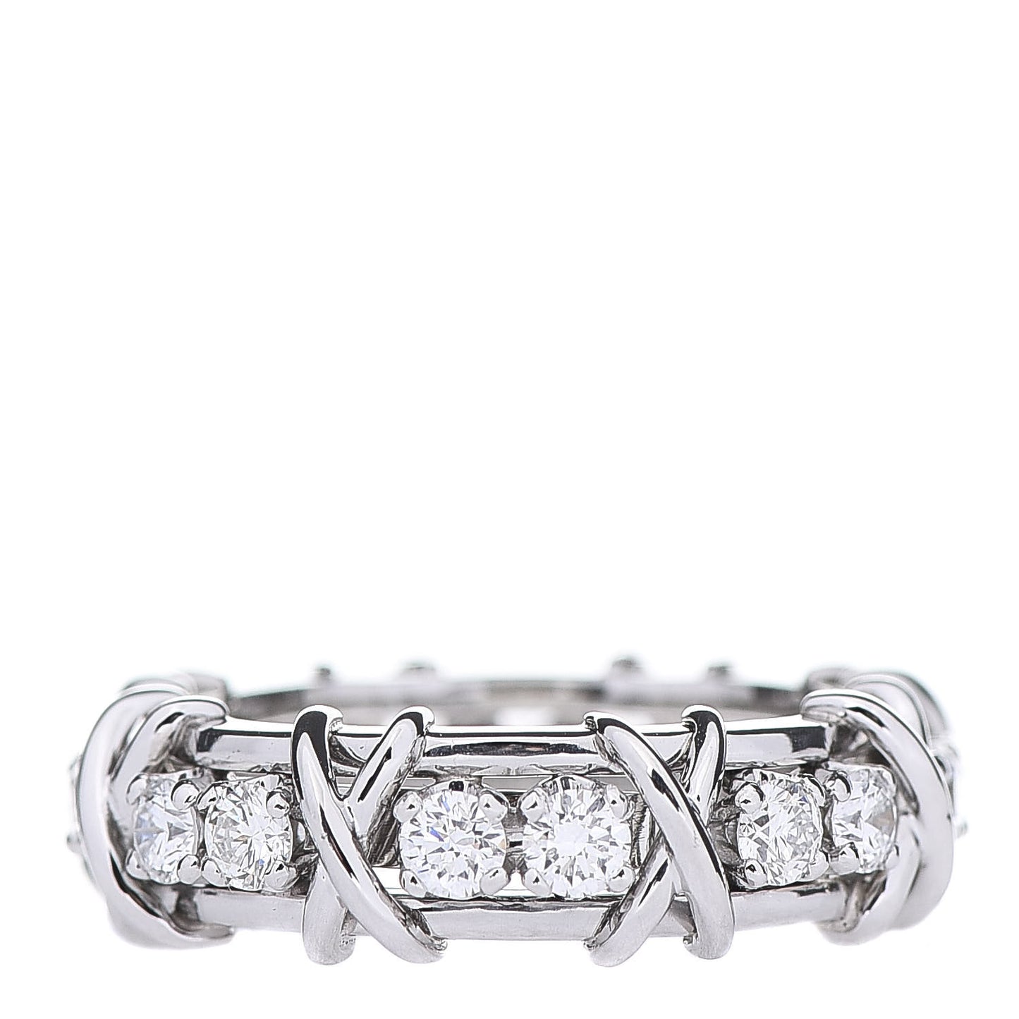 Platinum Diamond Schlumberger Sixteen Stone Ring 54 6.75