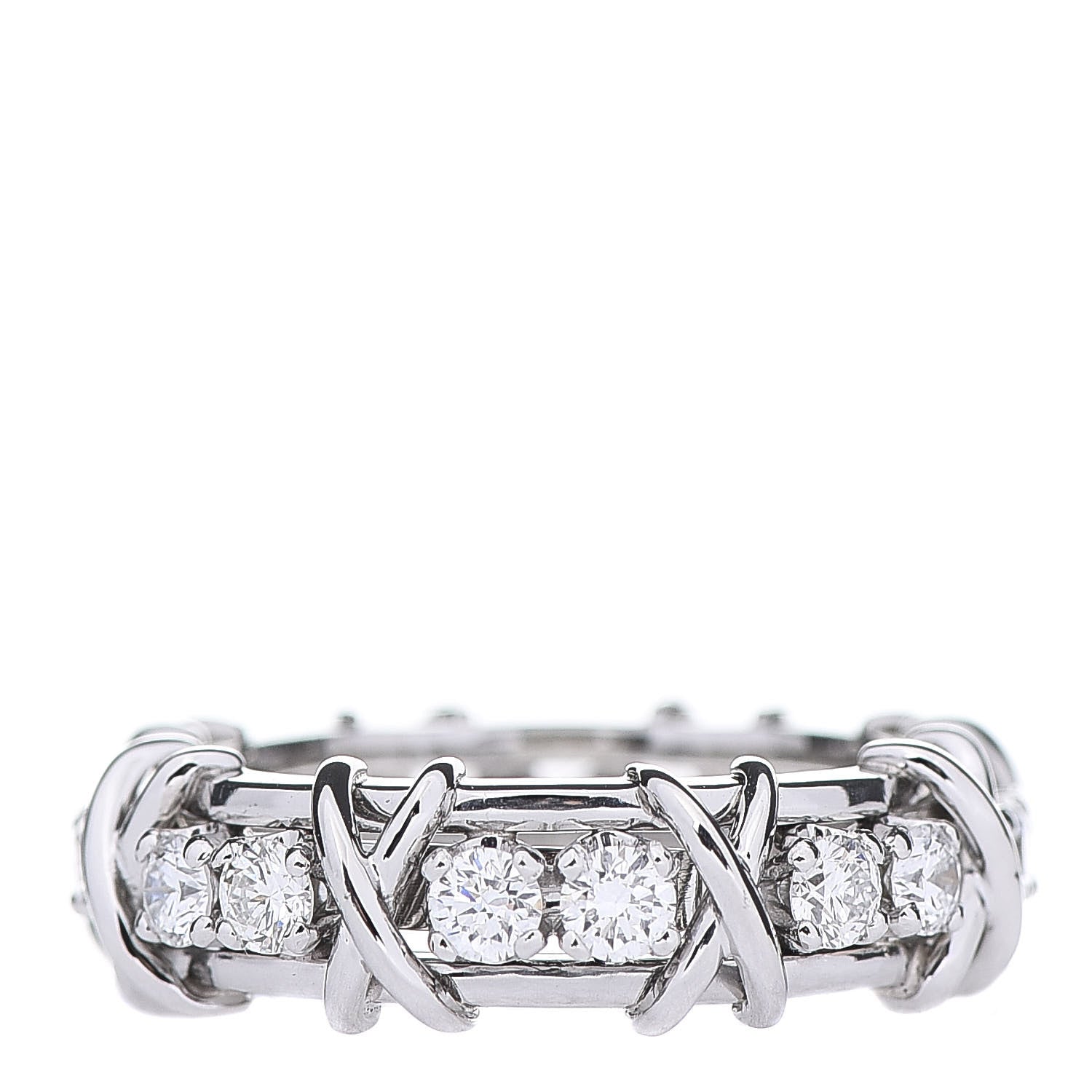 Tiffany Platinum Diamond Schlumberger Sixteen Stone Ring 54 6.75 1 of 7