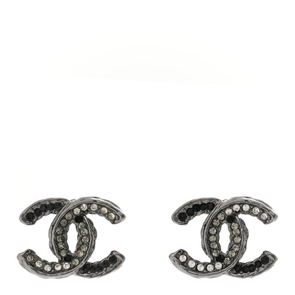 Chanel Ruthenium Crystal CC Earrings Black 1 of 4