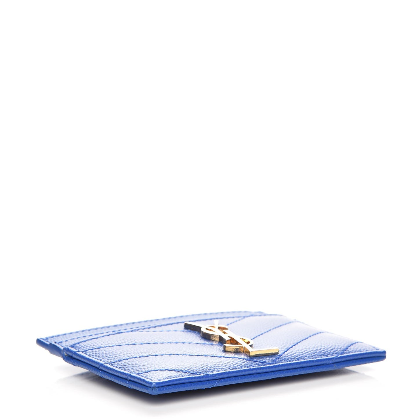 Grain De Poudre Matelasse Monogram Credit Card Case Blue Majorelle