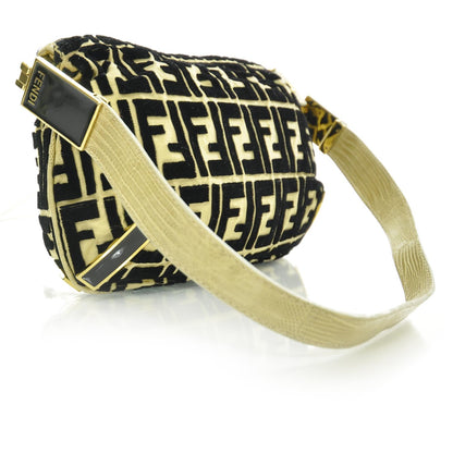 Fendi Velvet Zucca Lizard Shoulder Bag Beige 3 of 7