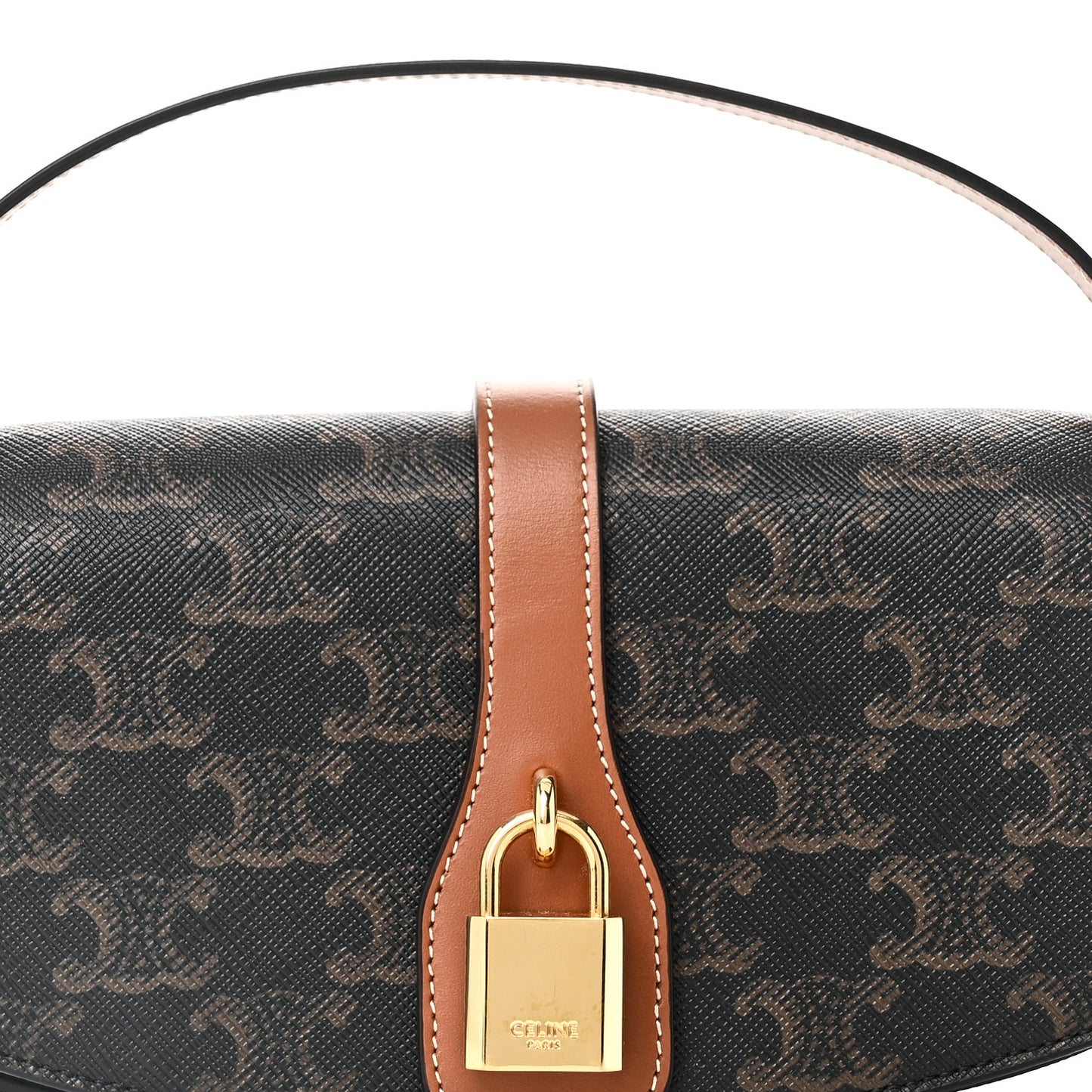 Triomphe Canvas Calfskin Tabou Clutch on Strap Tan