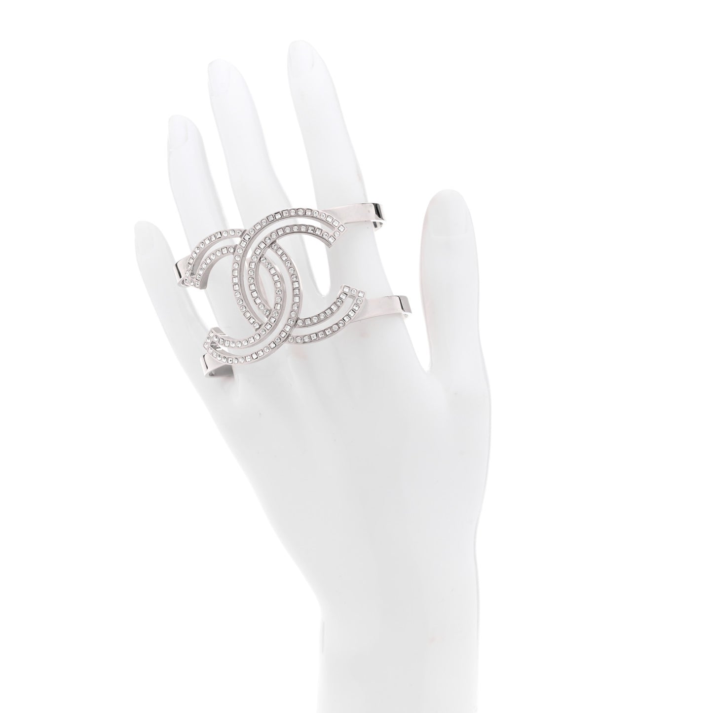 Metal Crystal CC Cuff Silver