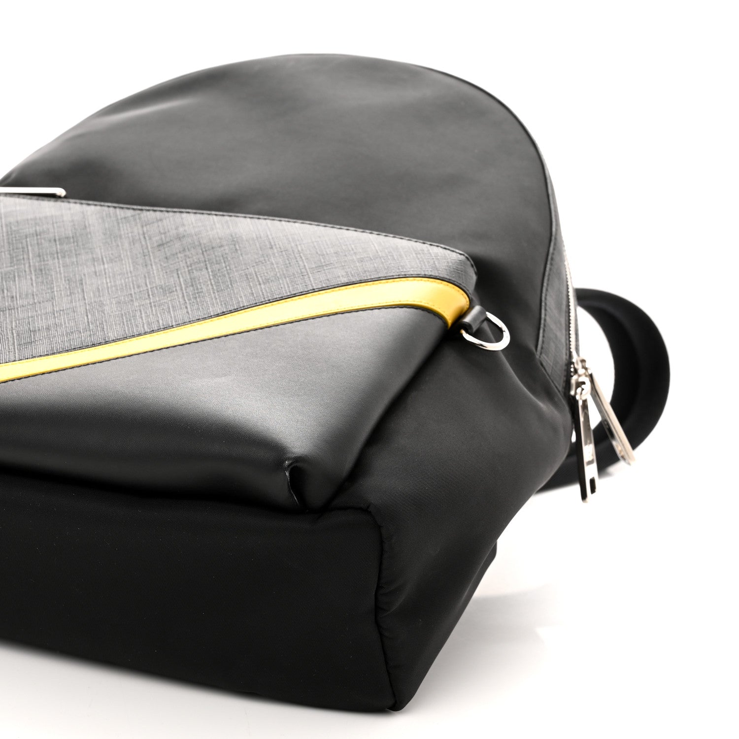 Fendi Glazed Fabric Nylon FF 1974 Diagonal Pouch Pocket Backpack Black Sunflower 10 of 10
