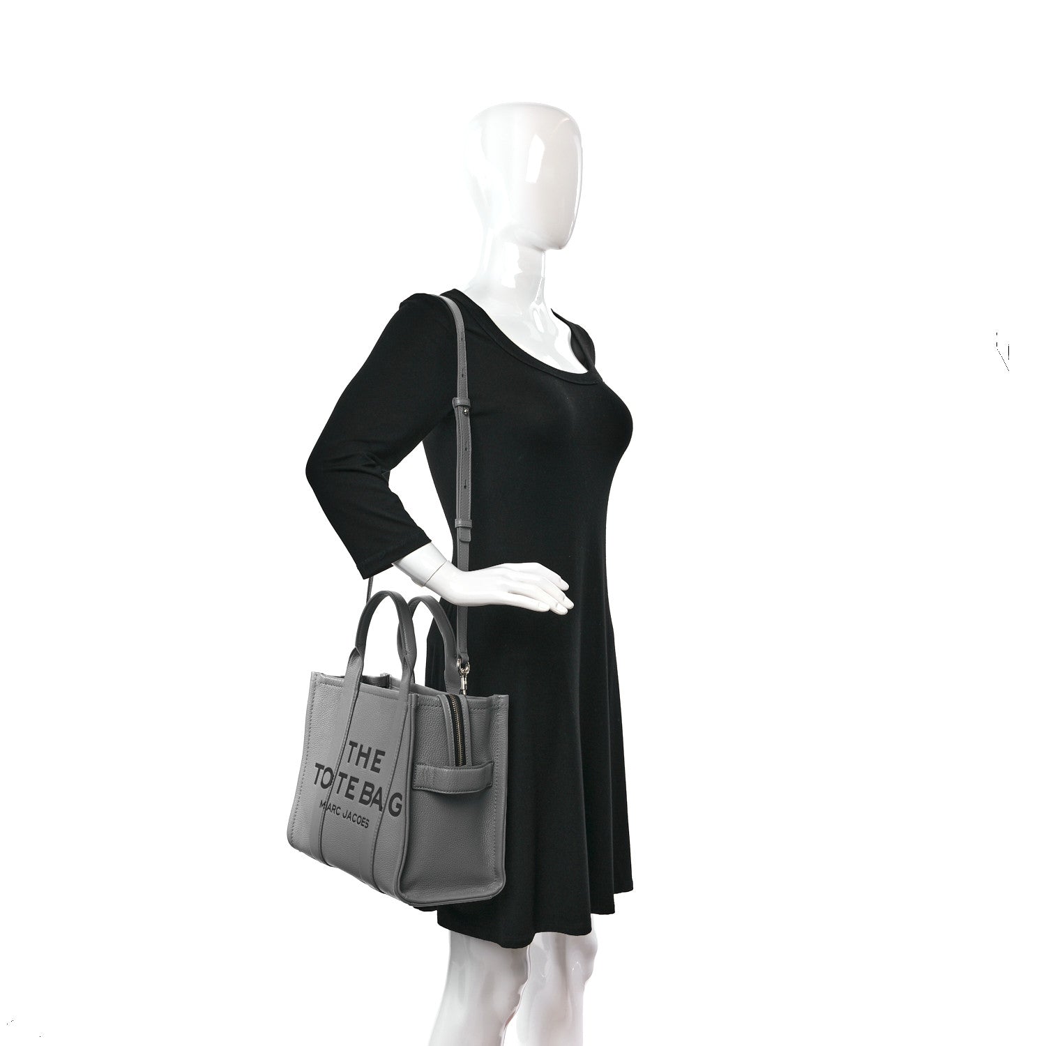 Marc Jacobs Grained Calfskin Medium The Tote Bag Grey 2 of 9
