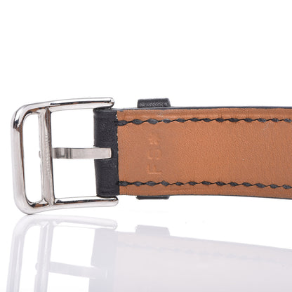 Hermes Stainless Steel Barenia Lacquer 21mm Heure H Hour Quartz Watch Noir 9 of 10