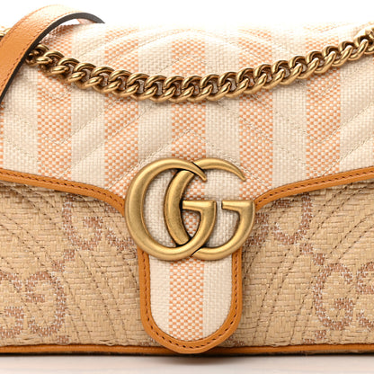 Gucci Raffia GG Monogram Matelasse Small GG Marmont Shoulder Bag Natural Beige Off White Sun Oil 8 of 12