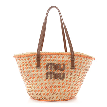 Miu Miu Palmetto Logo Tote Basket Natural Aranci 1 of 12
