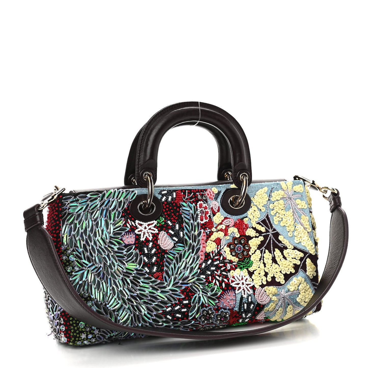 Calfskin Embroidered Sequin East West Lady Dior Multicolor