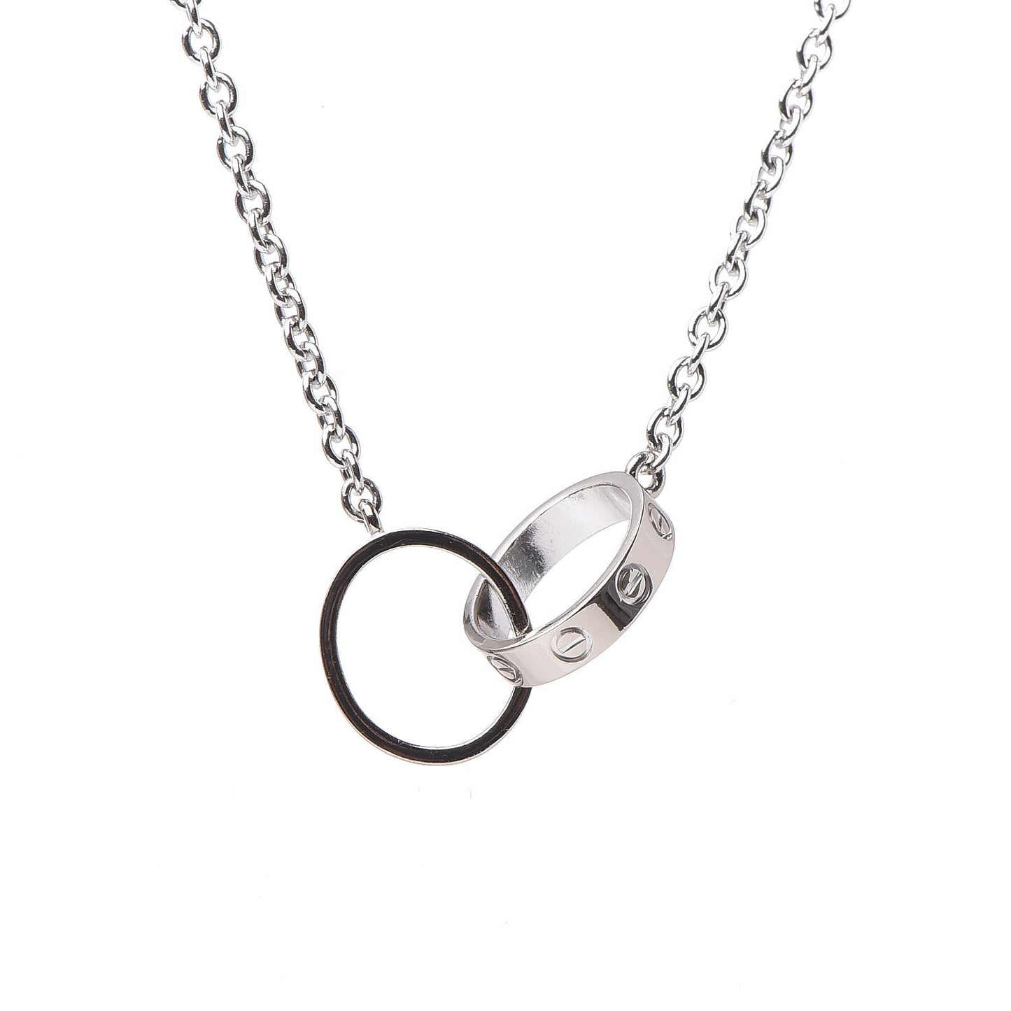 18K White Gold Interlocking LOVE Necklace
