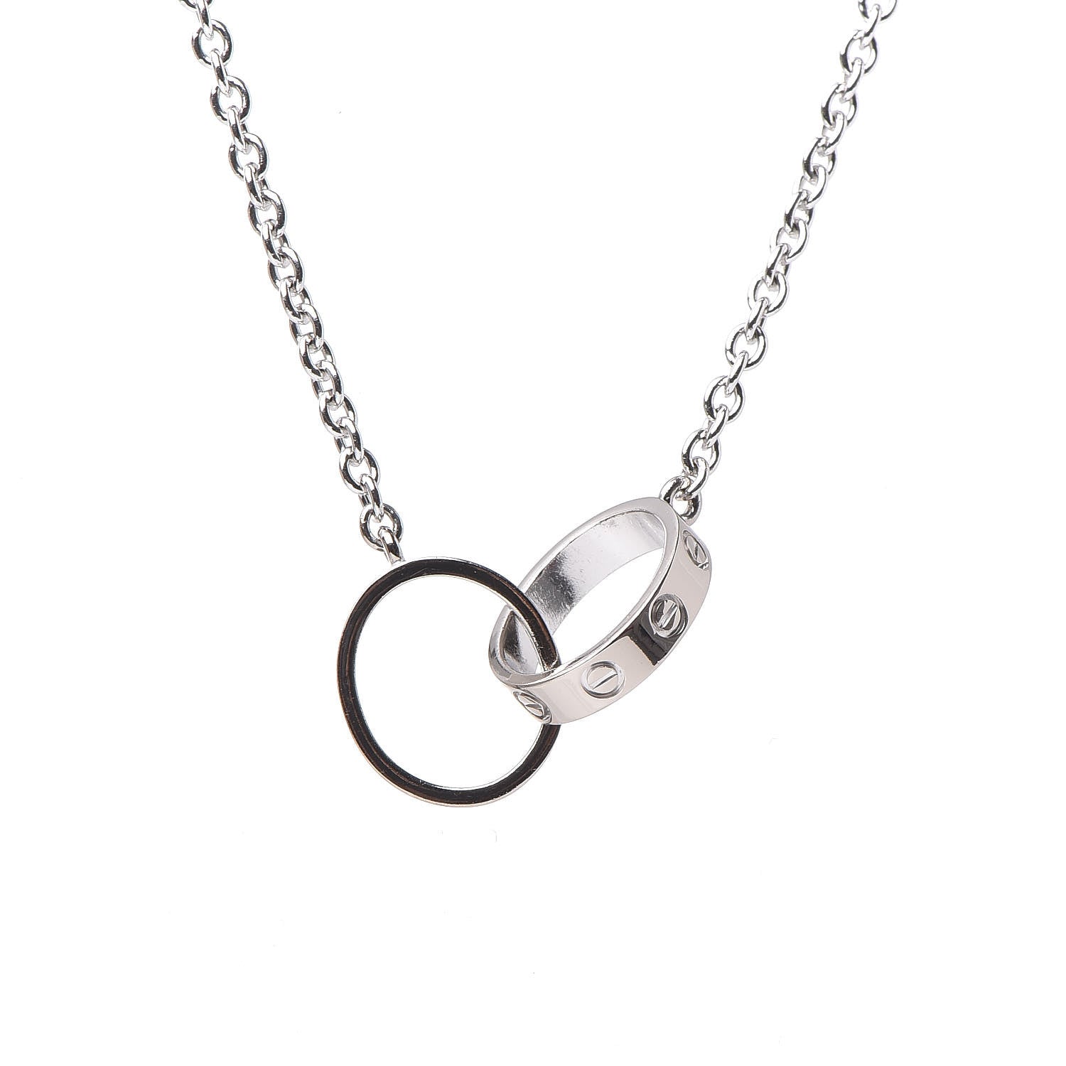 Cartier 18K White Gold Interlocking LOVE Necklace 4 of 8