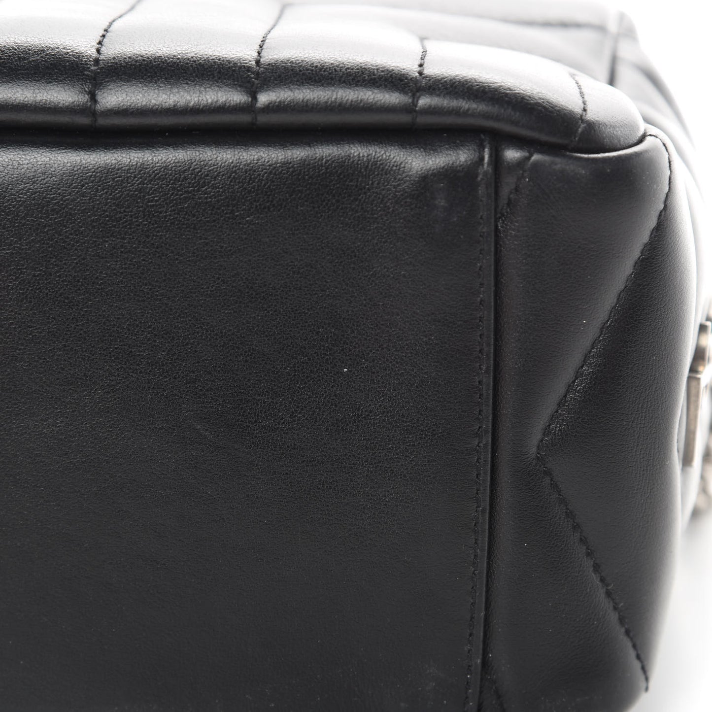 Calfskin Y Quilted Monogram Small Loulou Bowling Bag Black