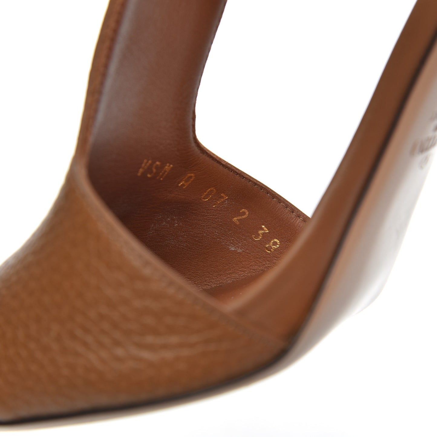 Grained Calfskin Rockstud Ankle Strap 5/105mm Sandals 38.5 Tobacco