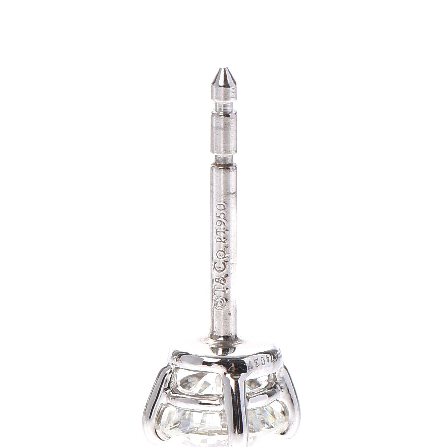 Tiffany Platinum Diamond .90ctw Round Solitaire Earrings 5 of 7