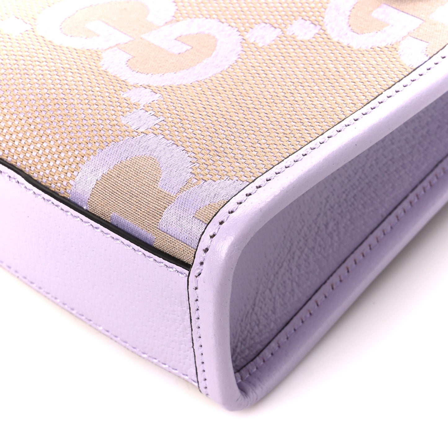 Monogram Jumbo GG Textured Dollar Calfskin Mini Tote Bag Beige Lapis