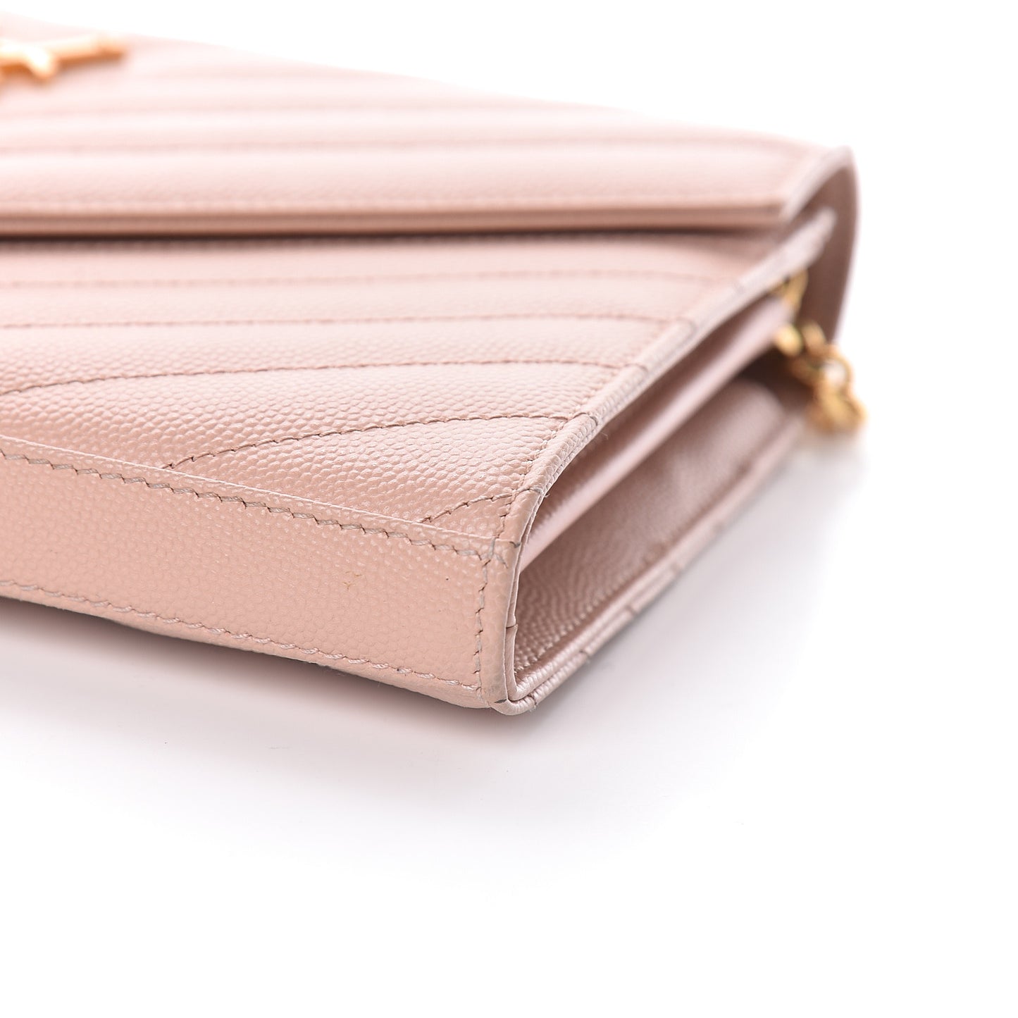 Grain De Poudre Matelasse Chevron Monogram Chain Wallet Pale Blush
