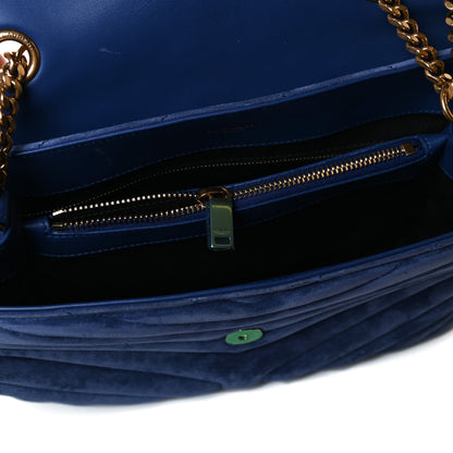 Saint Laurent Suede Y Quilted Monogram Medium Loulou Chain Satchel Blue 15 of 17