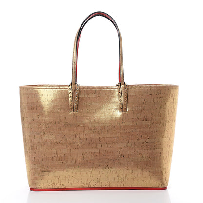 Christian Louboutin Calfskin Liege Pepite Cork Spikes East West Cabata Tote Snow 2 of 12