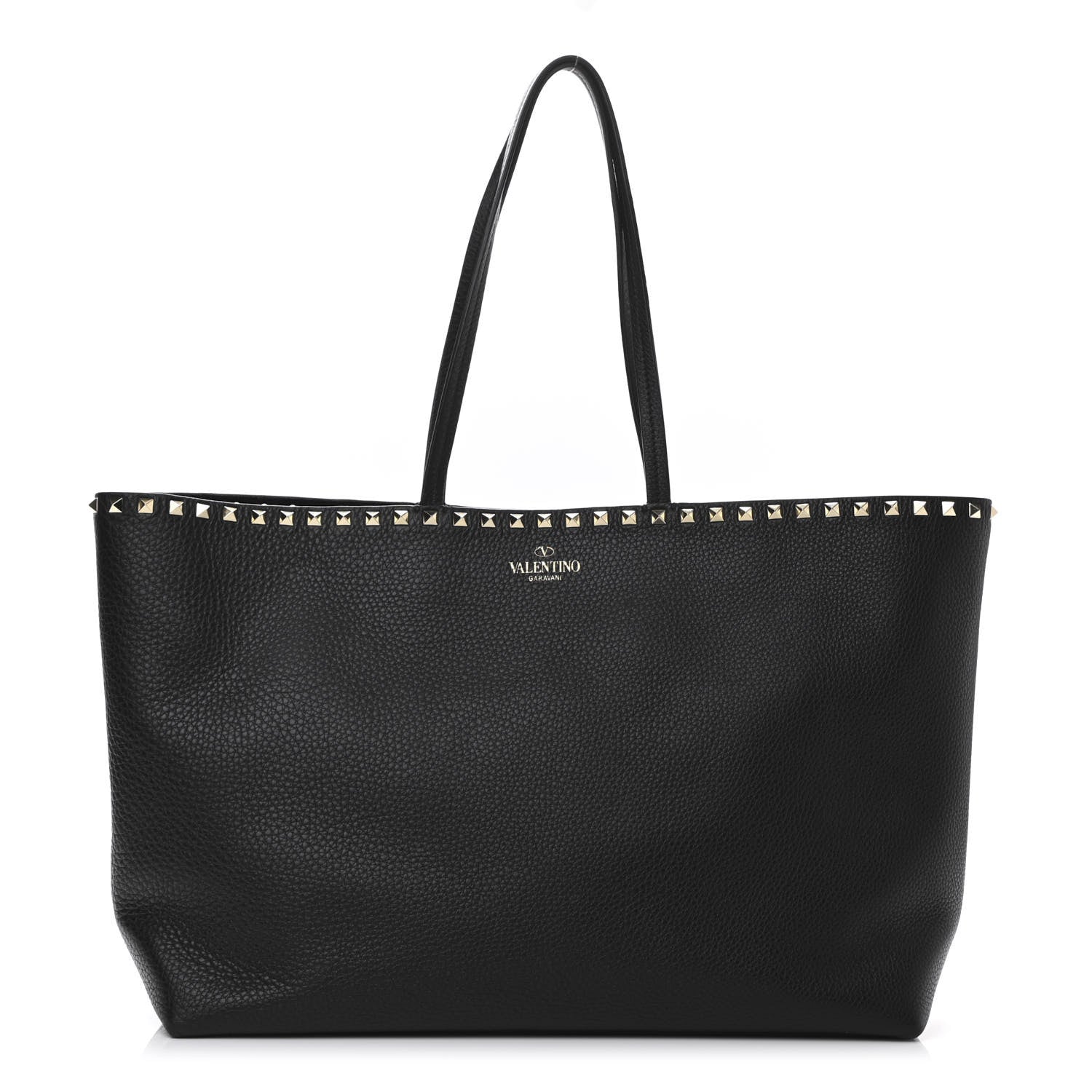 Valentino Garavani Grained Calfskin Rockstud Shoulder Tote Black 1 of 11