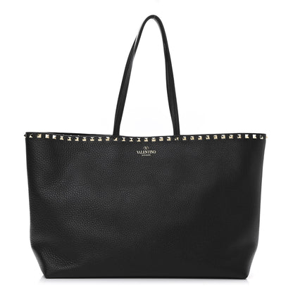 Valentino Garavani Grained Calfskin Rockstud Shoulder Tote Black 1 of 11