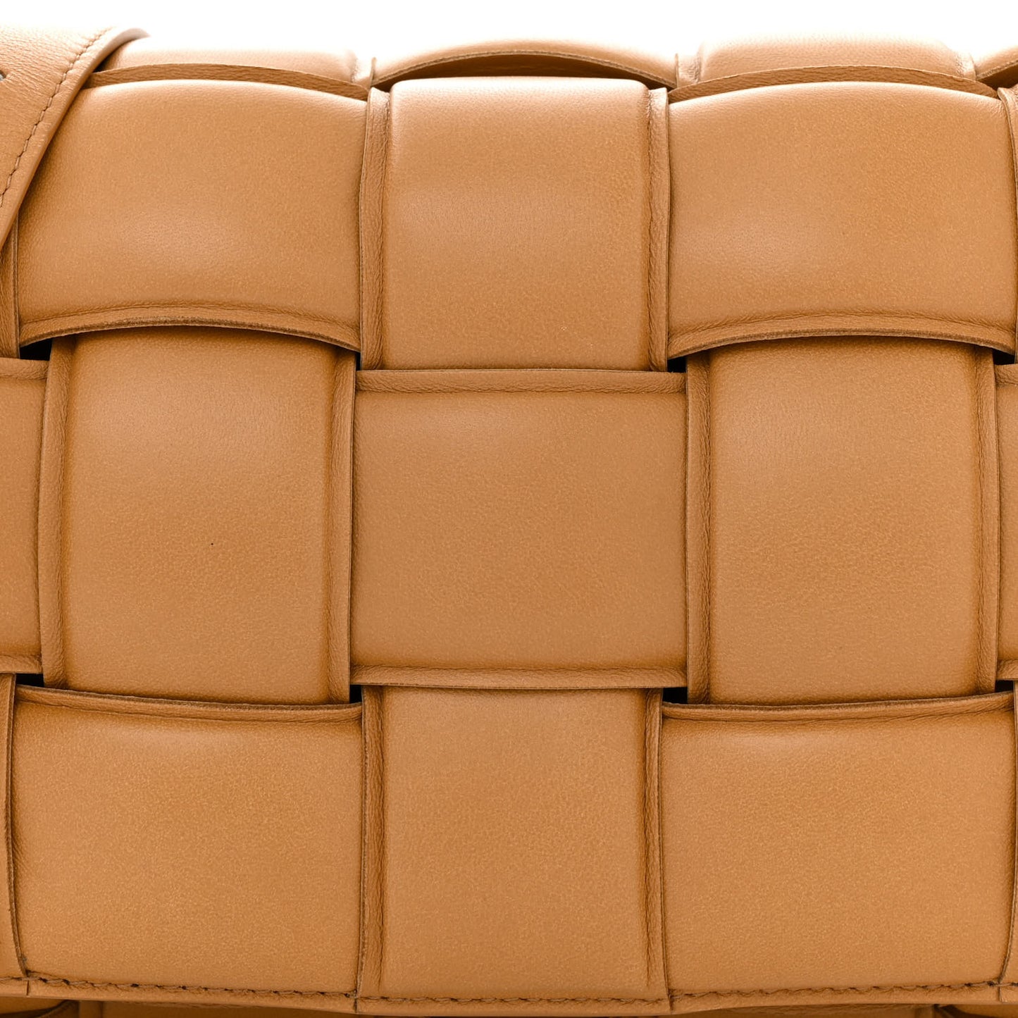 Nappa Maxi Intreccio Padded Cassette Crossbody Bag Caramel
