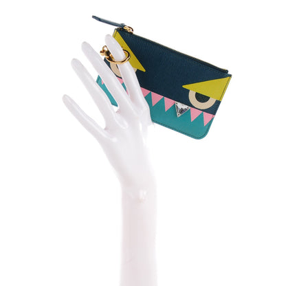 Fendi Vitello Crystal Tooth Monster Coin Pouch Key Case Oceano Multicolor 2 of 10