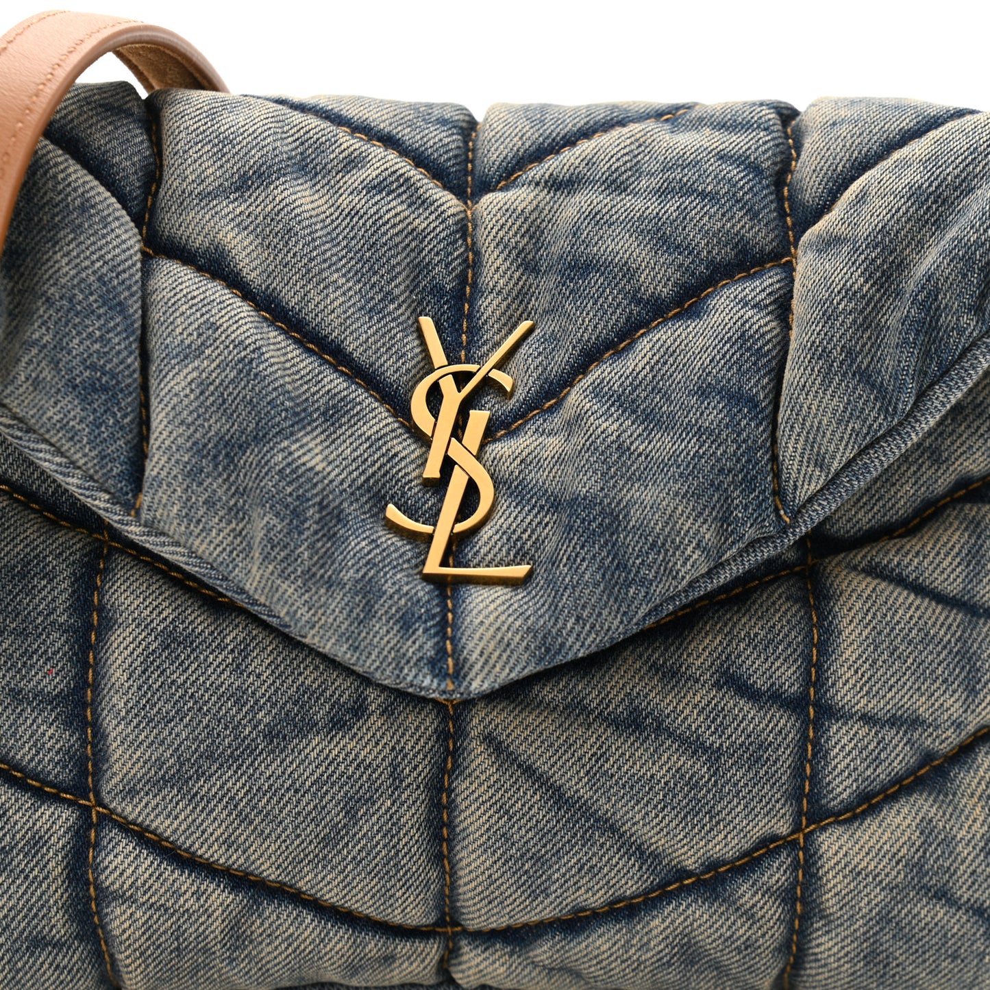 Denim Quilted Toy Loulou Puffer Monogram Chain Satchel Rodeo Blue
